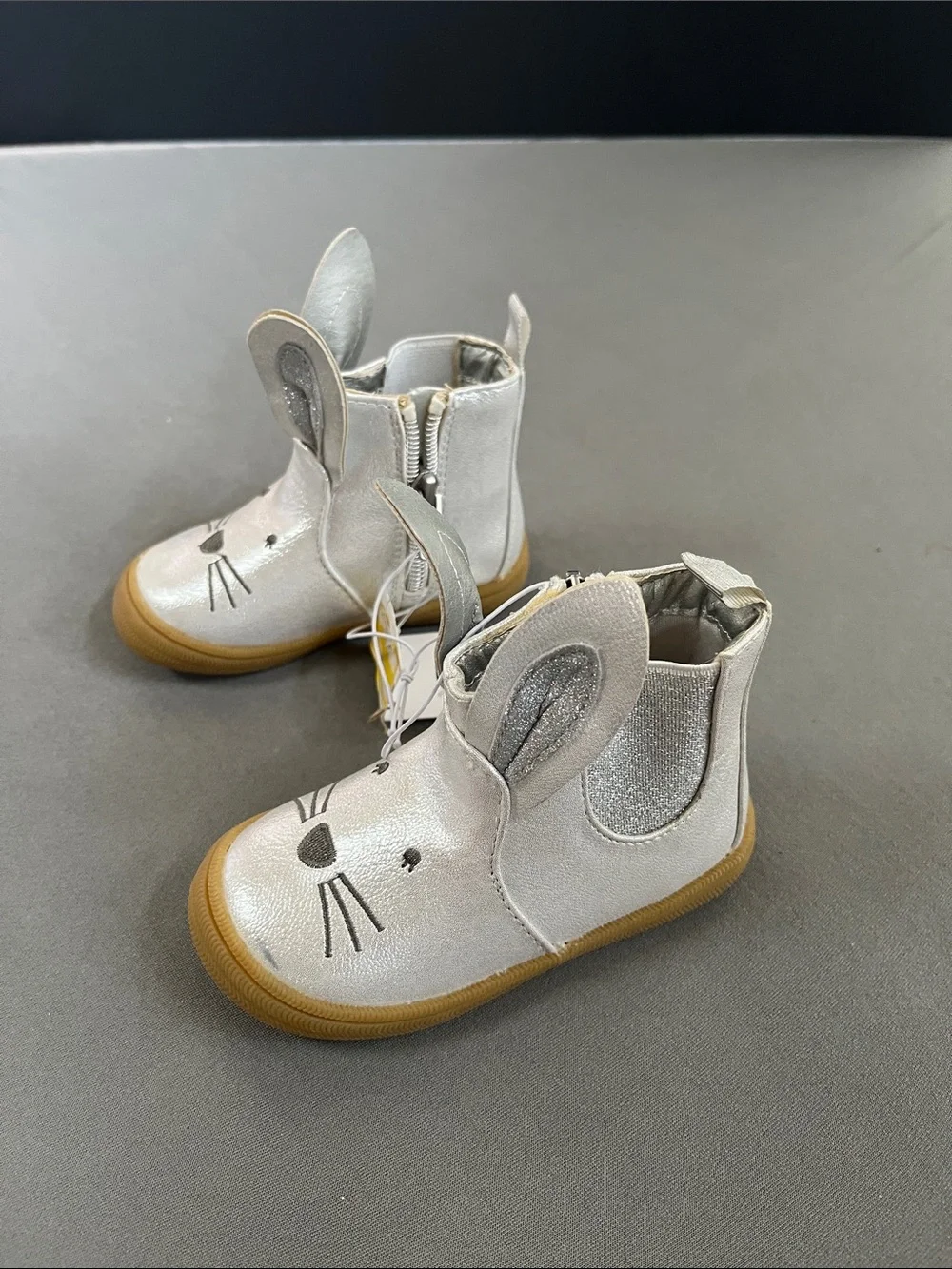 Cat & Jack Silver Bunny Ear Toddler Ankle Boots